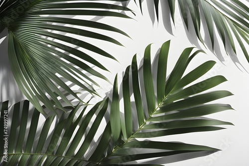 green palm leaves and shadows