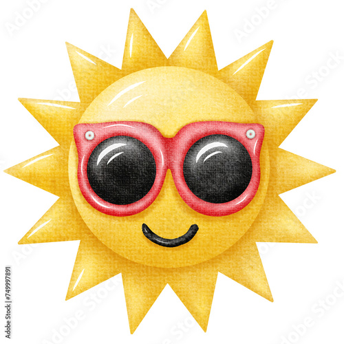 sun with sunglasses for summer 