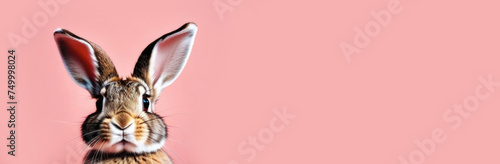 rabbit on a pink background space for text © zozo