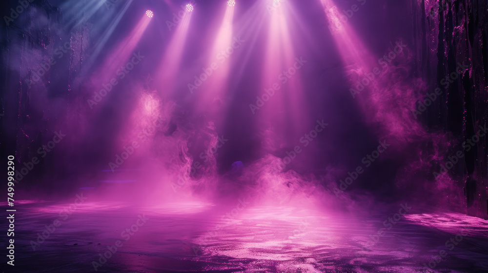 Fototapeta premium Glowing Stage With Multiple Lights