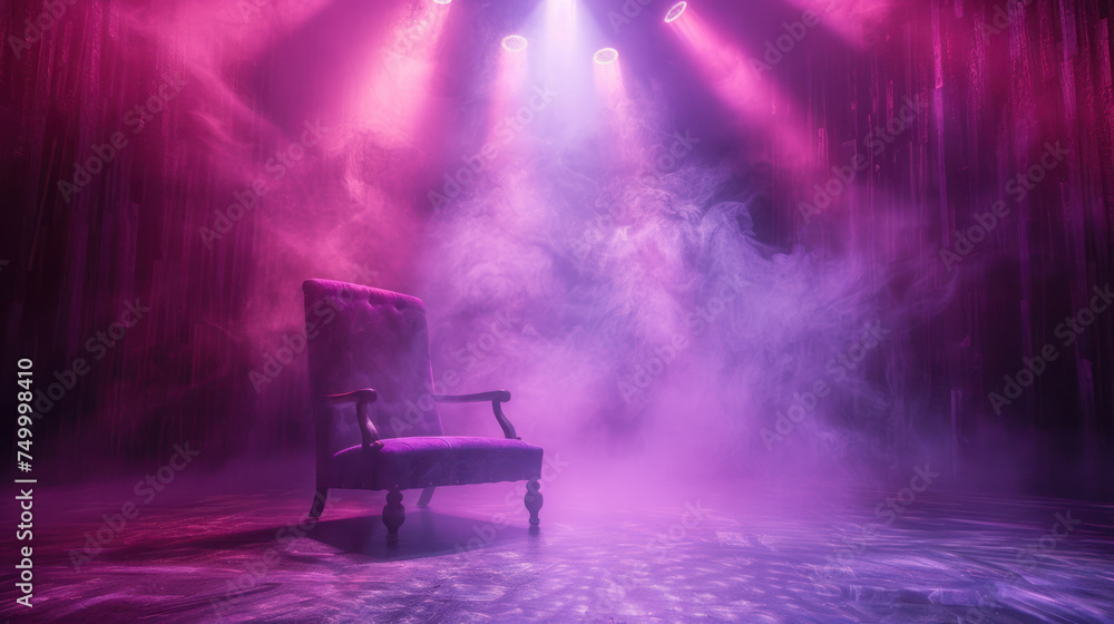 Chair on Stage Emitting Smoke