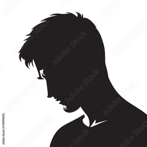 Solitude's Shadow: Vector Sad Man Silhouette - Expressing the Weight of Emotion in Minimalistic Form. depressed man vector, sad person illustration.