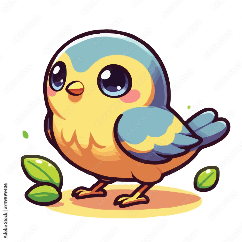 Obraz premium cute small bird vector on white background.