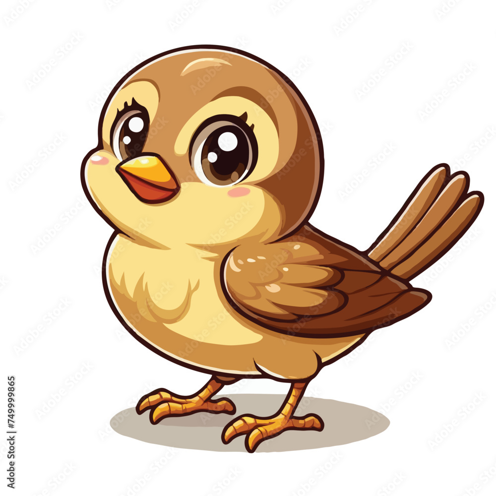 cute small bird vector on white background. cute small bird vector on white background.