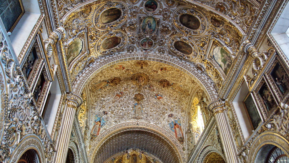 Dome and ceiling detail in the Church and Convent of Santo Domingo de Guzman in Oaxaca, Mexico