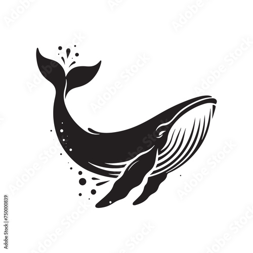 Ocean Majesty: Vector Whale Silhouette - Capturing the Grandeur and Grace of Earth's Largest Marine Mammals. whale illustration, whale vector.