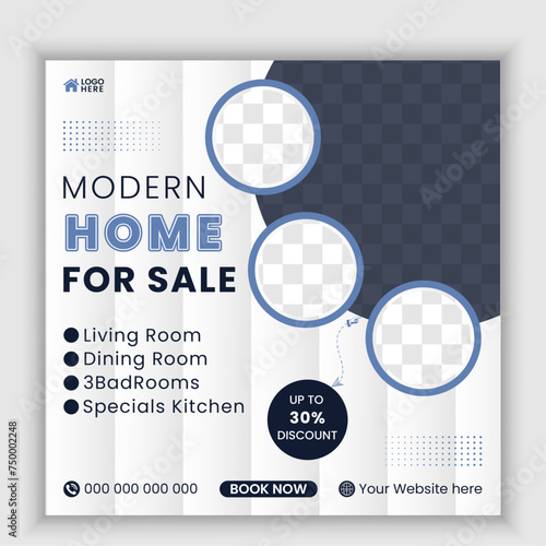 Creative Real estate home Instagram social media post vector design template