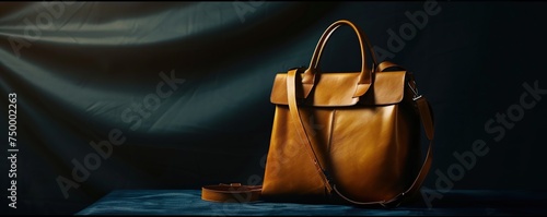 luxury brown leather bag photo