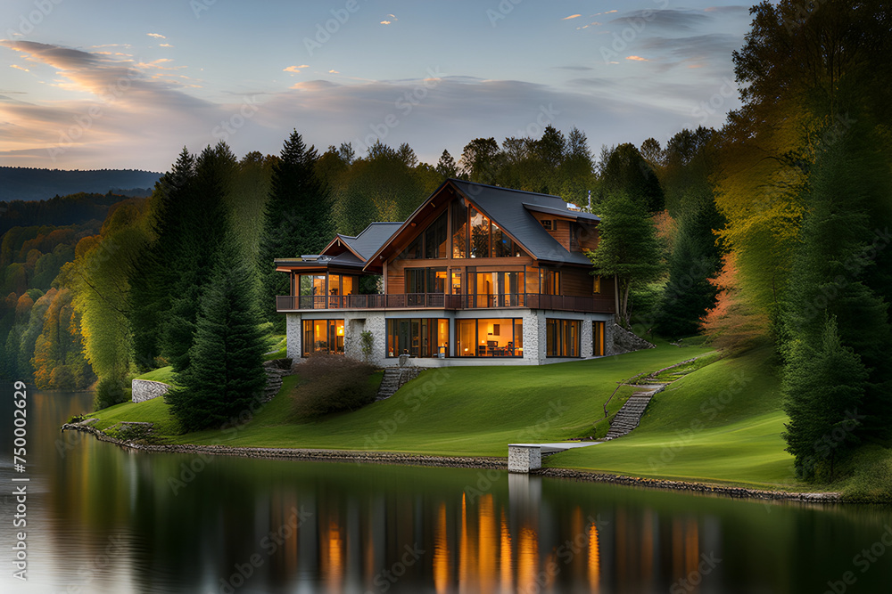 Fototapeta premium house on the lake