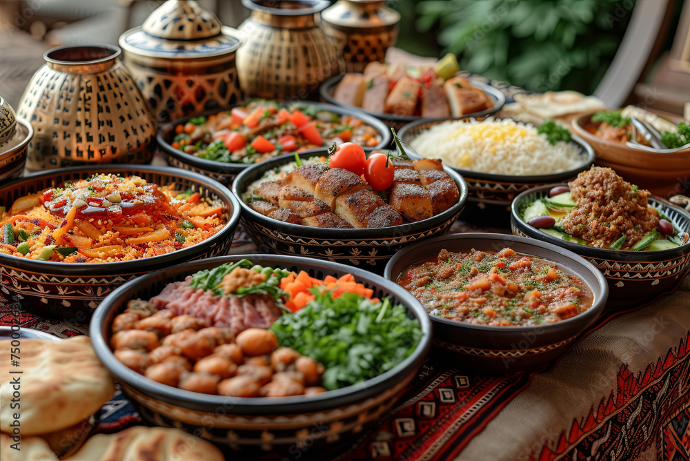 Ramadan halal food. Eid table setting