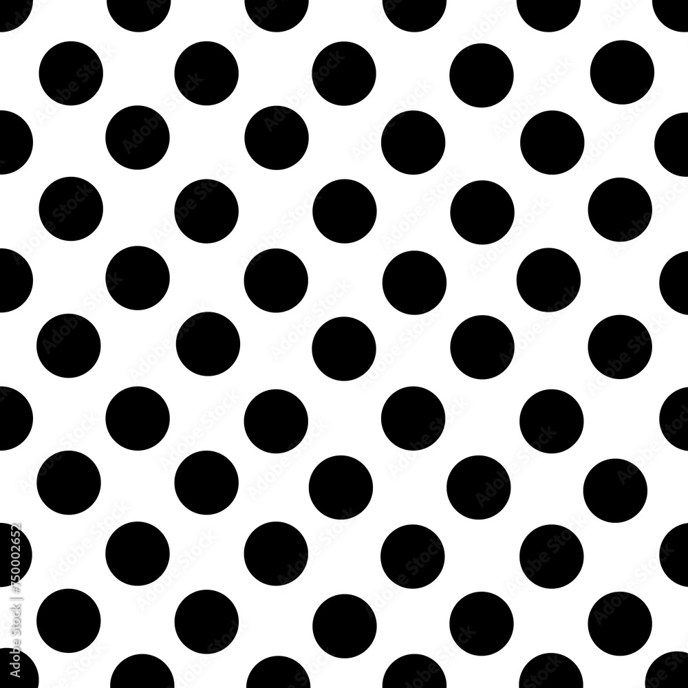 Black circle seamless textile fabric patterns on white background. Decorative vector illustration design.