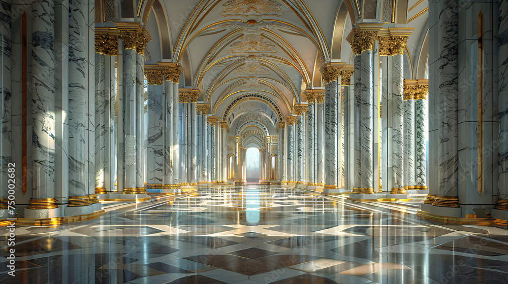 Interior hall of a royal palace Interior hall of a royal palace