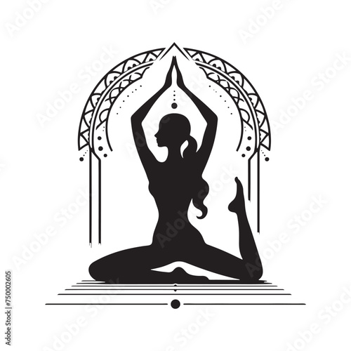 Yoga Serenity: Vector Yoga Lady Silhouette - Embodying Peace and Tranquility in Graceful Form. yoga illustration, yoga lady, yoga lady vector.