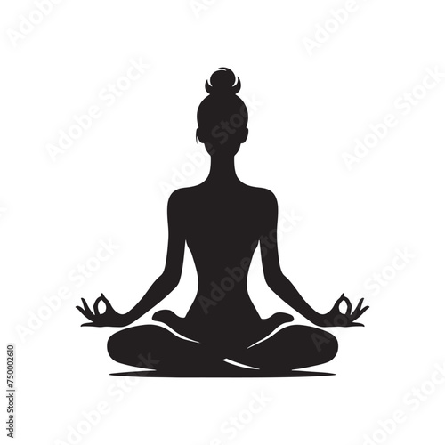 Yoga Serenity: Vector Yoga Lady Silhouette - Embodying Peace and Tranquility in Graceful Form. yoga illustration, yoga lady, yoga lady vector.