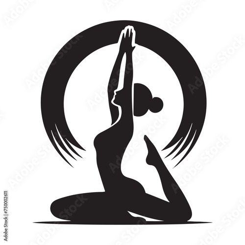 Yoga Serenity: Vector Yoga Lady Silhouette - Embodying Peace and Tranquility in Graceful Form. yoga illustration, yoga lady, yoga lady vector.