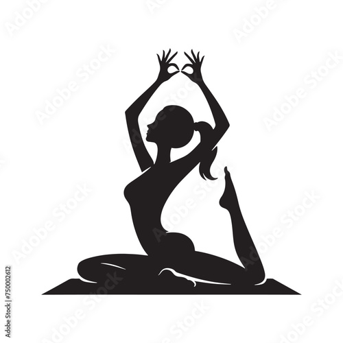Yoga Serenity: Vector Yoga Lady Silhouette - Embodying Peace and Tranquility in Graceful Form. yoga illustration, yoga lady, yoga lady vector.