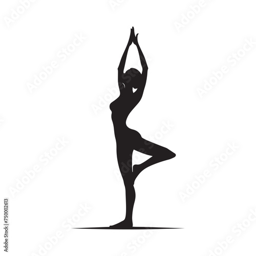 Yoga Serenity: Vector Yoga Lady Silhouette - Embodying Peace and Tranquility in Graceful Form. yoga illustration, yoga lady, yoga lady vector.