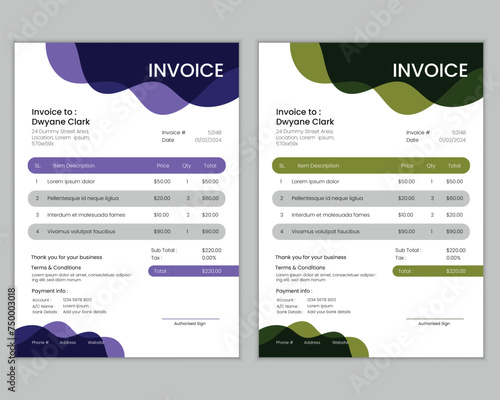 Abstract traditional style minimal invoice template