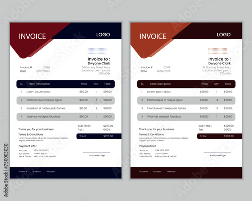 Professional business invoice template design