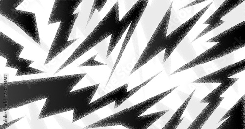 Abstract black and white background with spikes and zigzag line pattern in glass & glow effect
