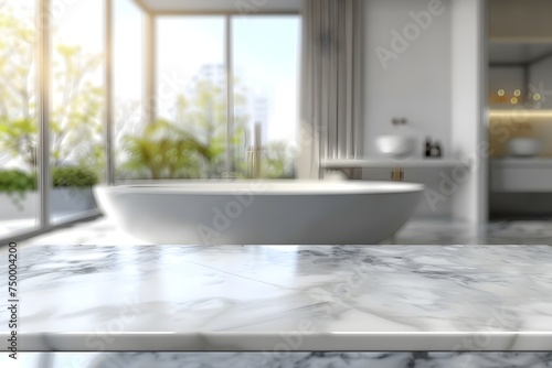Elegant Marble Bathroom with Infinity Bathtub