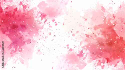 Abstract Pink Watercolor Splashes on White Background