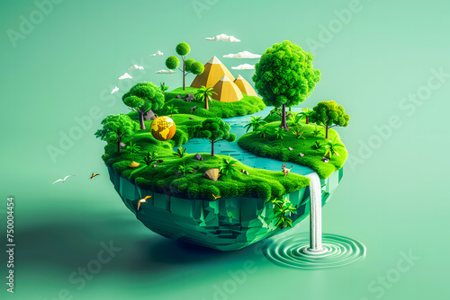 Demi sphère illustrant le concept de ressources en eau, la nature, l'écologie et l'environnement photo