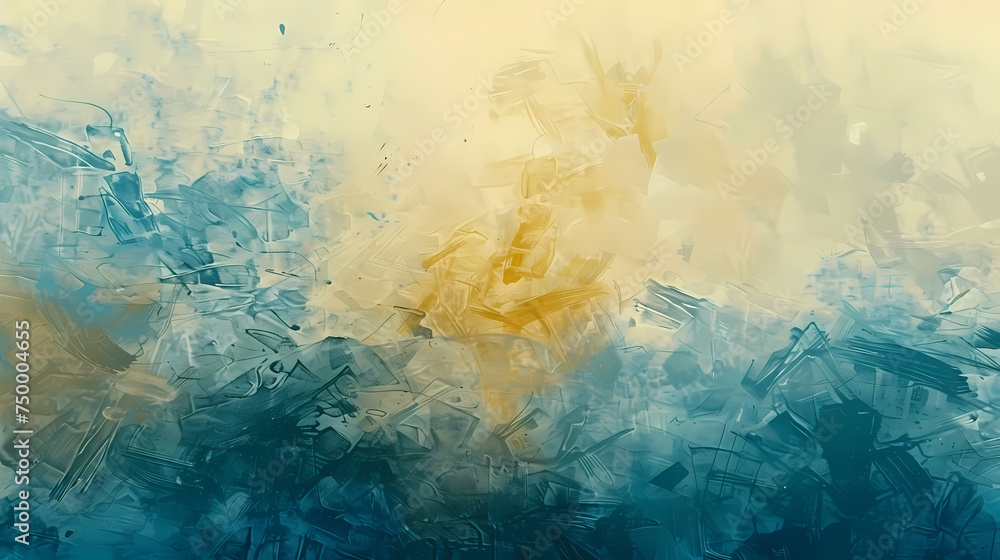 Abstract Blue and Gold Textured Painting Background