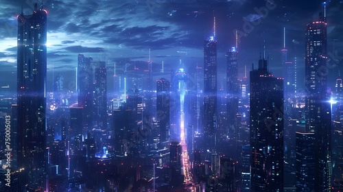 futuristic cityscape at night