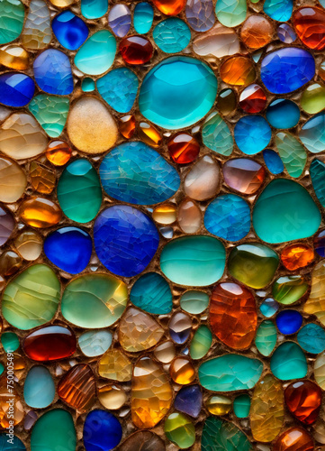 multi-colored smooth sea stones. Selective focus.