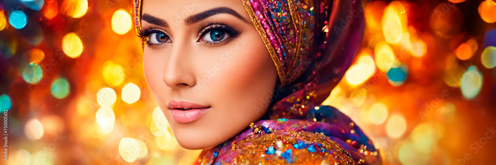 beautiful muslim woman in hijab. Selective focus. beautiful muslim woman in hijab. Selective focus.