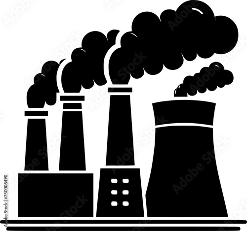 Power plant chimneys with smoke line icon. linear style sign for sign, symbol, vector, art