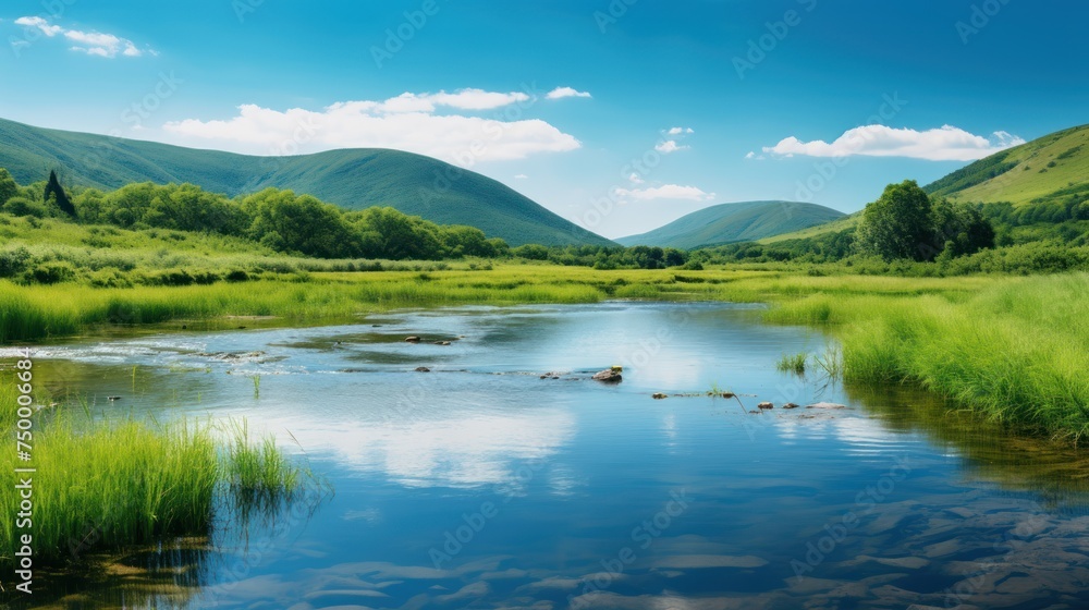 Clean river landscape with beautiful mountain background, beautiful nature background. Clean river landscape with beautiful mountain background, beautiful nature background.