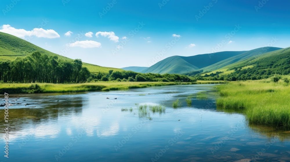 Clean river landscape with beautiful mountain background, beautiful nature background. Clean river landscape with beautiful mountain background, beautiful nature background.