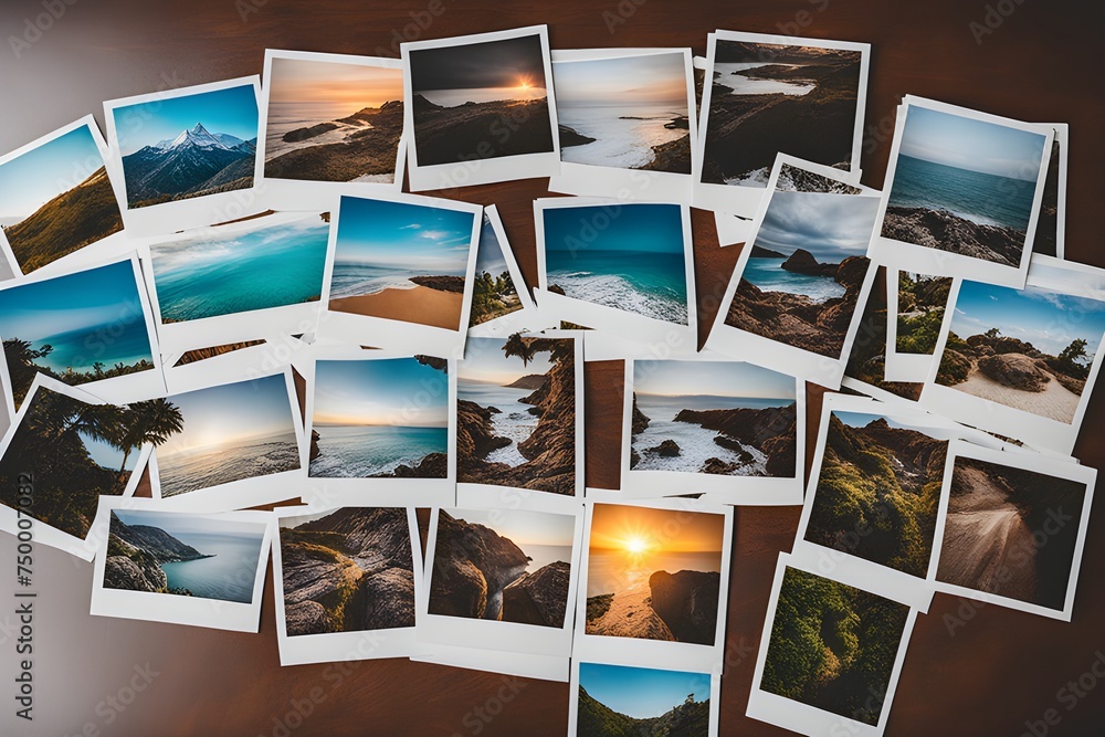 Naklejka premium many polaroid photos