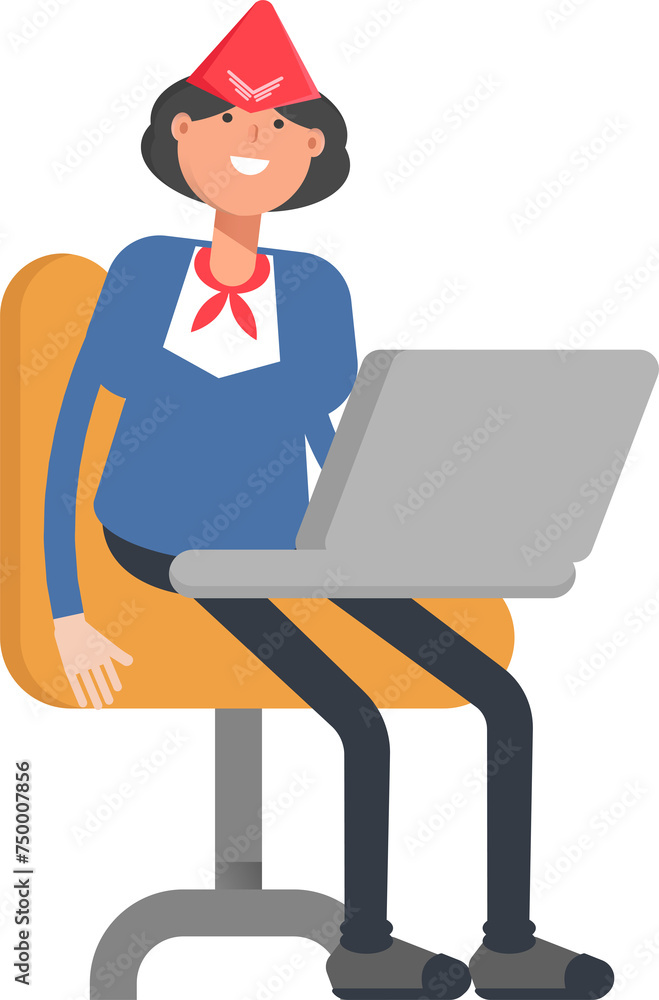 Air Hostess Character Working on Laptop
Air Hostess Character Working on Laptop