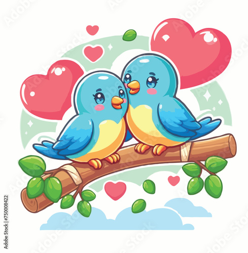 cute love bird vector on white background.