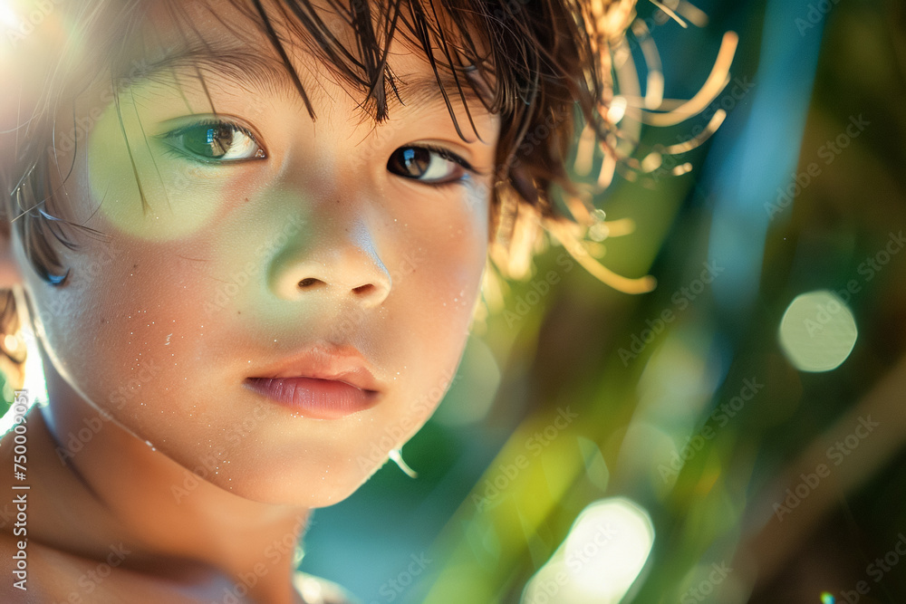 Hawaiian boy, cheerful kid from Hawaii, happy child with a Hawaiian heritage, island residen Hawaiian boy, cheerful kid from Hawaii, happy child with a Hawaiian heritage, island residen