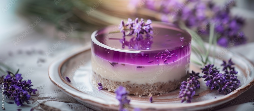 Lavender cheesecake. Generative AI Lavender cheesecake. Generative AI