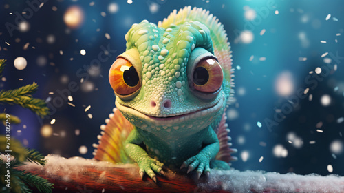 Cute christmas chameleon