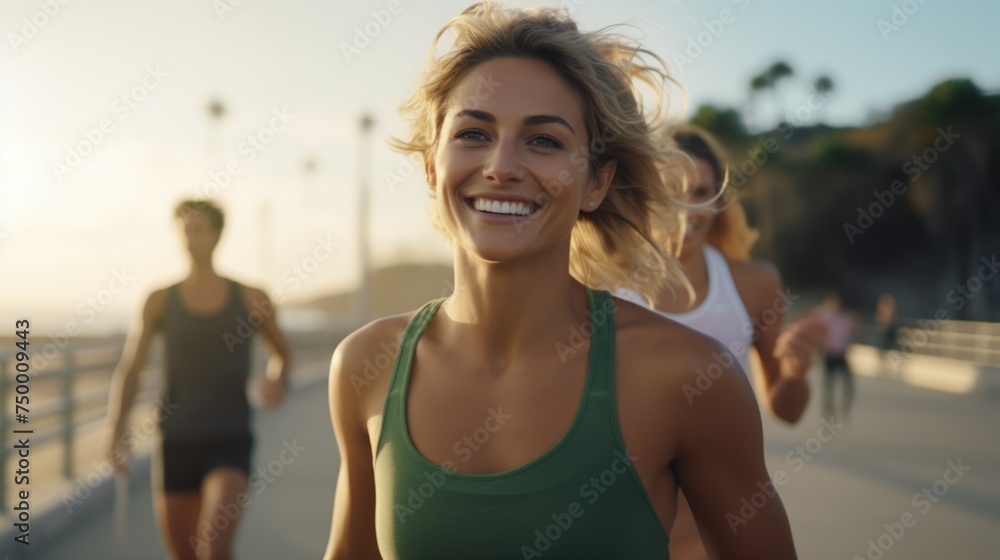 Beautiful young woman running