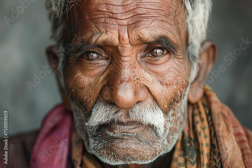face of an older Indian man, a portrait capturing the essence of maturity photo