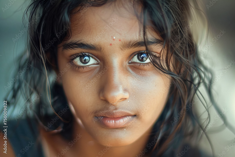 Indian girl portrait, happy kid, smiling face, attractive child