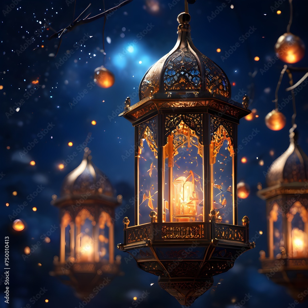 Macro realism shoot of camera. Ornamental Arabic lantern with burning candle glowing at night. Festive greeting card, invitation for Muslim holy month Ramadan Kareem. Macro realism shoot of camera. Ornamental Arabic lantern with burning candle glowing at night. Festive greeting card, invitation for Muslim holy month Ramadan Kareem.