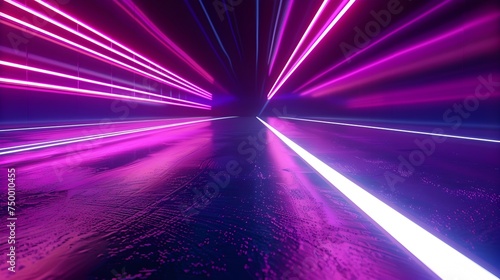 Neon Lights in Purple and Blue Hues with Urban Intersection