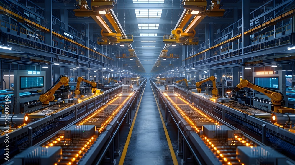 Industrial Scene of Machines in Enchanting Lighting