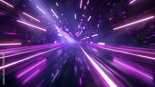 8K Purple Light Streams in Futuristic Tunnel