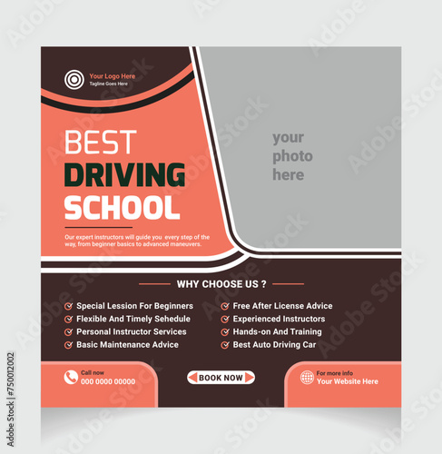 Driving school social media post template