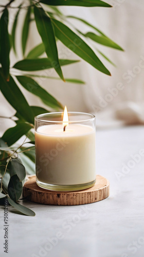 Aromatic candle promo ad template. Candle mockup