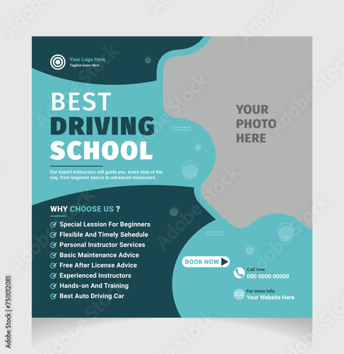 Driving school social media post template